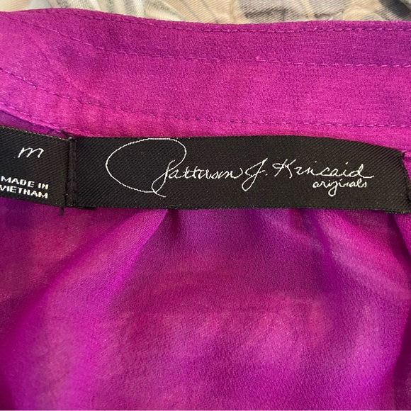 PATTERSON J. KINCAID Fuschia Semi Sheer Blouse Medium - Picture 6 of 7